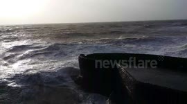 Man gets sprayed while filming Brighton storm