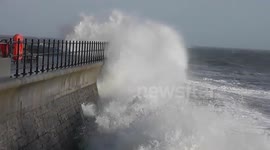 Sea batters Ventnor on the Isle of Wight