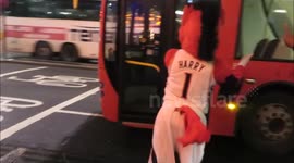 NBA Mascots go nuts outside the Heron Tower in London