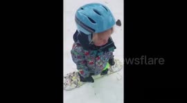 Boy, 2, snowboards like a master