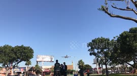 Plane landing in slow motion