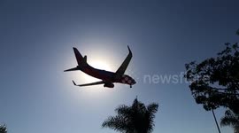 Plane landing in slow motion