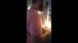 Daddy sings happy birthday...alone...