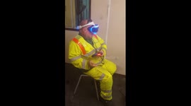 Man freaks out with VR horror game