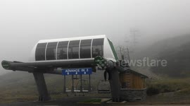 Mists over Glenshee Ski Centre & freezing Clunie Water in Aberdeenshire