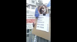 Pro-EU protester outside Supreme Court in London