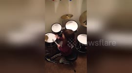 Boy, 3, showcases amazing drumming skills