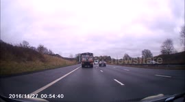 Lorry hits van on hard shoulder on M56, junction 6