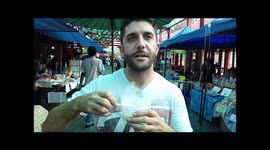 Man eats chocolate frozen in liquid nitrogen