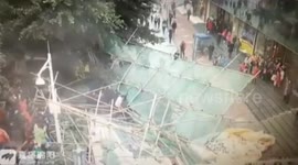 Construction scaffolding collapse injures three