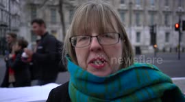 Sara Birch Lewes from Amnesty International protest on Unite Nation Human Rights Day