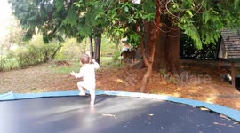 Baby on Trampoline Meets Deer (Part 1)