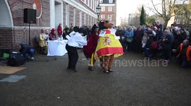 Pantomime horse dance off in aid of the sick children's trust in Greenwich