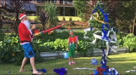 Australian Science teacher decorates Christmas Tree with drone and home-made cannons