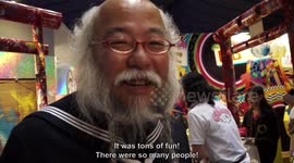 Old man dressed like a high-school girl