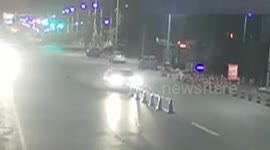 Driver smashes road cones after having argument with wife