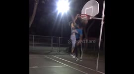 CRAZY dunk on kid makes park go wild!