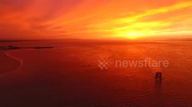 Spectacular Sunset Drone Footage From Magilligan Point On Lough Foyle