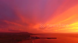 Stunning winter sunset over the ocean
