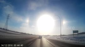 Cold temperatures create beautiful 'sun dogs' phenomenon