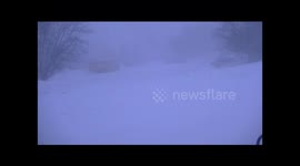 Complete white out during snow storm in Ontario, Canada