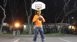 Newsflare Edit - Impressive basketball trick shot