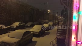 Snow began falling on the streets of Philadelphia