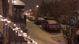 Snow began falling on the streets of Philadelphia