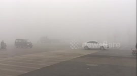 Extremely low visibility caused by heavy smog in northern China