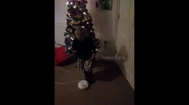 Four year old daughter shouts at me after i tripped and knocked over our Christmas tree
