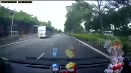 Shocking dashcam video shows motorbike being hit by car