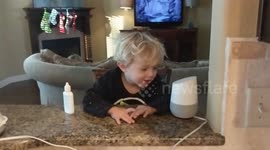Toddler doesn't take 'Google Home' rejection well