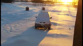 Beautiful snowy sunrise in Winnipeg, Canada