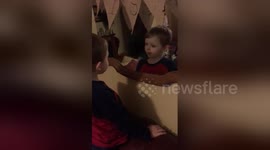 Cancer survivor kid sees his prosthetic eye for the first time