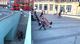 Newsflare Edit - Parkour expert performs incredible flip stunt, ending up on road