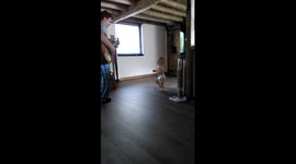Miles dancing to daddy's guitar..