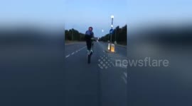 Newsflare Edit - Illegal Scrambler Rider Pulling A Wheelie At 80mph!!!