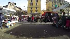 Time lapse video of famouse market Porta Portese in Rome, Italy