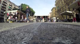 Time lapse video of famouse market Porta Portese in Rome, Italy