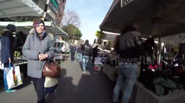 Hyper lapse video of famouse market Porta Portese in Rome, Italy,