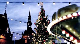 Christmas decoration in Tallin, Estonia, selective focus