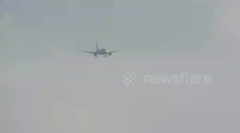 Storm Conor - British Airways in strong winds at Leeds Bradford Airport