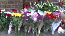 Flowers for the Alexandrov Ensemble outside the Russian Embassy in London