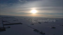 Stunning drone footage of sunset in Winnipeg, Manitoba after the Christmas/Boxing Day blizzard