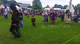 Child in a native American pow wow event in the uk