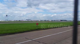 Aircraft takes of at Heathrow airport