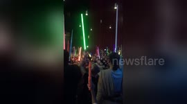 Star Wars fans pay tribute to Carrie Fisher in lightsaber vigil