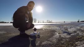 Awesome drone footage - following a drone with a car