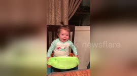 Baby girl get really excited at Thomas the Train song
