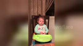 Baby girl get really excited at Thomas the Train song